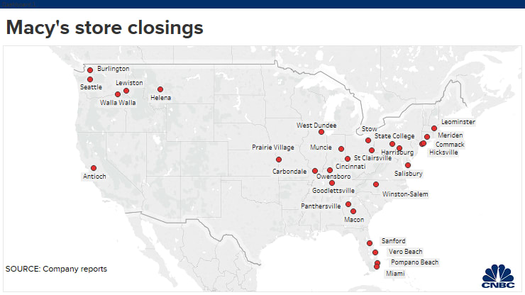 Macy's store closings map